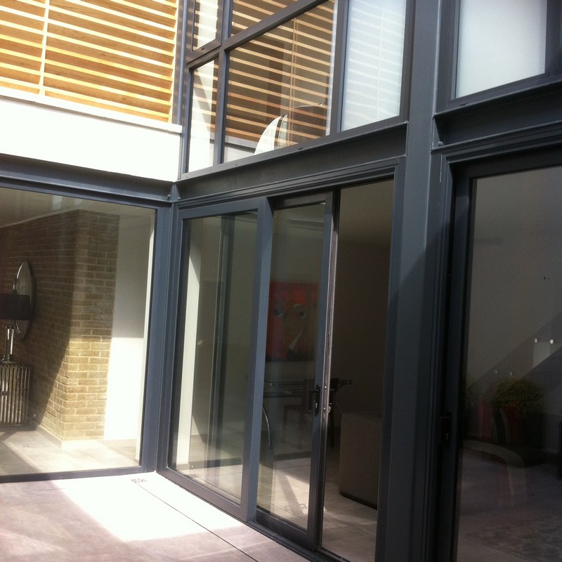 Anthracite aluminium sliding patio doors fitted in Olney